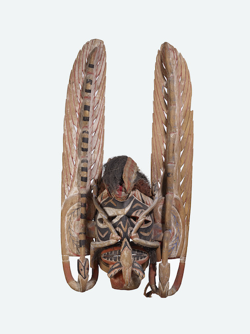 Grosse Flügelmaske, kepong. Papua-Neuguinea, Neuirland, 19. Jh., Holz, Bast, Fruchtkapseln, Textilien, Museum Rietberg, RME 405, Geschenk Eduard von der Heydt.
